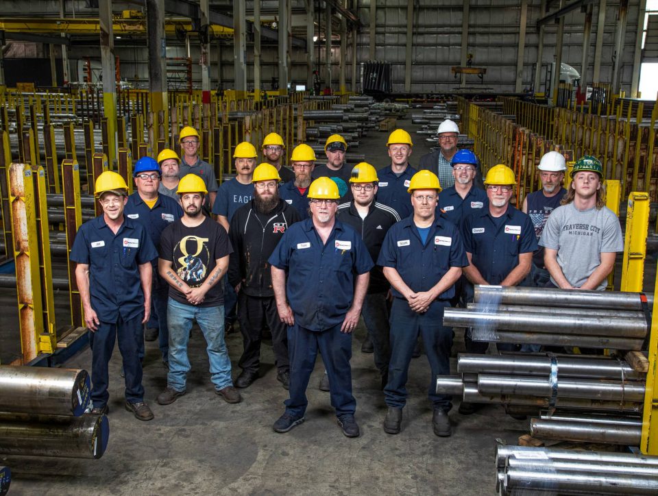 Photo of the warehouse crew in the SB Specialty Metals service center in Vandalia, OH.